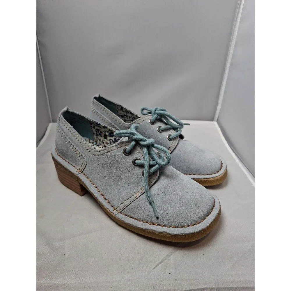RAMPAGE women's Light Blue Suede Oxford Boat Shoes Loafers Moccasins Size 6.5